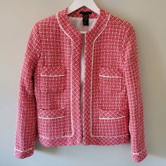 Anne Carson S Barbiecore Elle Woods Dainty Preppy Boucle Silk Tweed Blazer - Picture 3 of 13